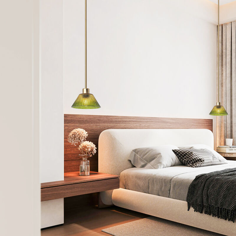 7.5 in. 1-Light Brass Glass Classic Chandelier