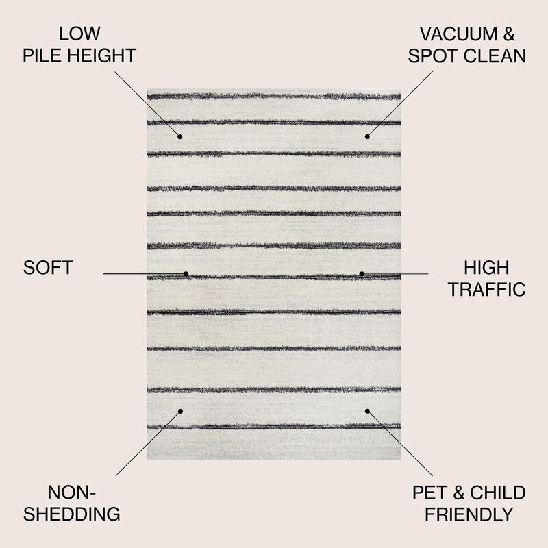 Williamsburg Minimalist Stripe Cream/Black 8 ft. x 10 ft. Area Rug