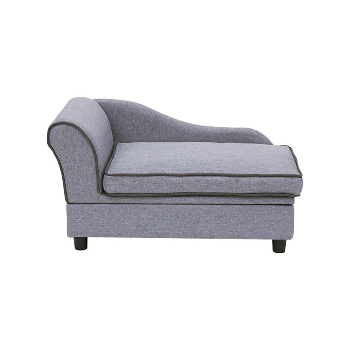 Teamson Pets Ivan Linen 27.5'' L x 17'' W Pet Sofa with Storage & Washable Cover, Grey