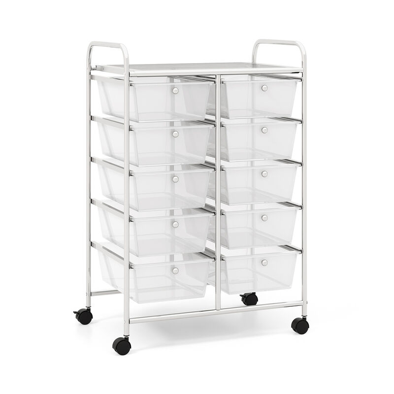 10-Drawer Rolling Storage Cart for Easy Organization and Mobility in Home, Office, or Garage