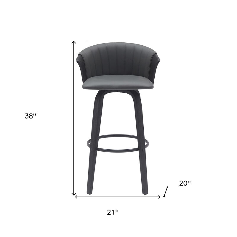 HomeRoots Faux Leather Cafe-Style Counter Stool with Armrests and Wood Base image number 6