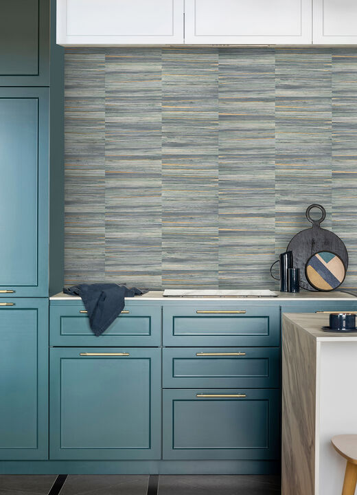 Rowan Blue Faux Grasscloth Wallpaper (Set of 2)