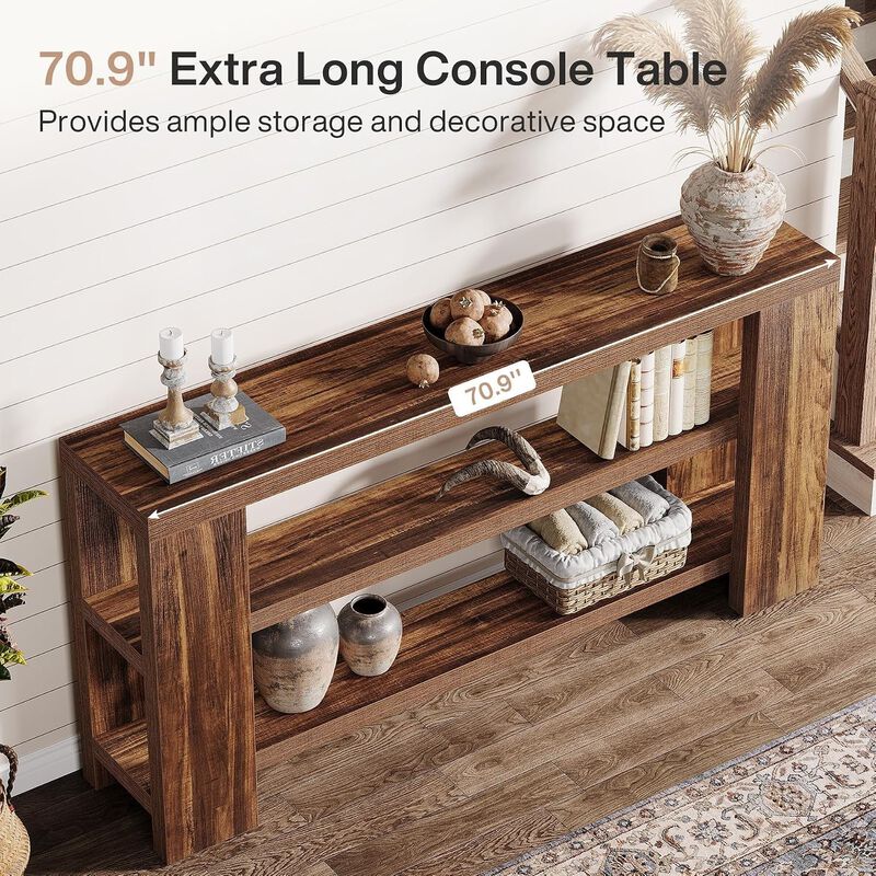 Tribesigns Modern 3-Tier Wood Console Table image number 5