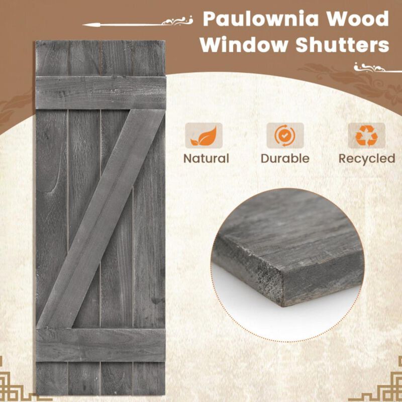 Hivvago 36 x 13 Inch Farmhouse Paulownia Wood Window Shutters Set of 2 for Windows