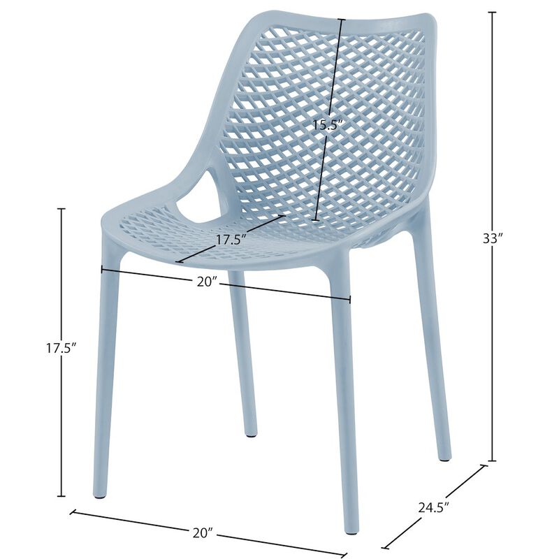 Meridian Furniture Mykonos Sky Blue Outdoor Patio Dining Chair, Set of 4