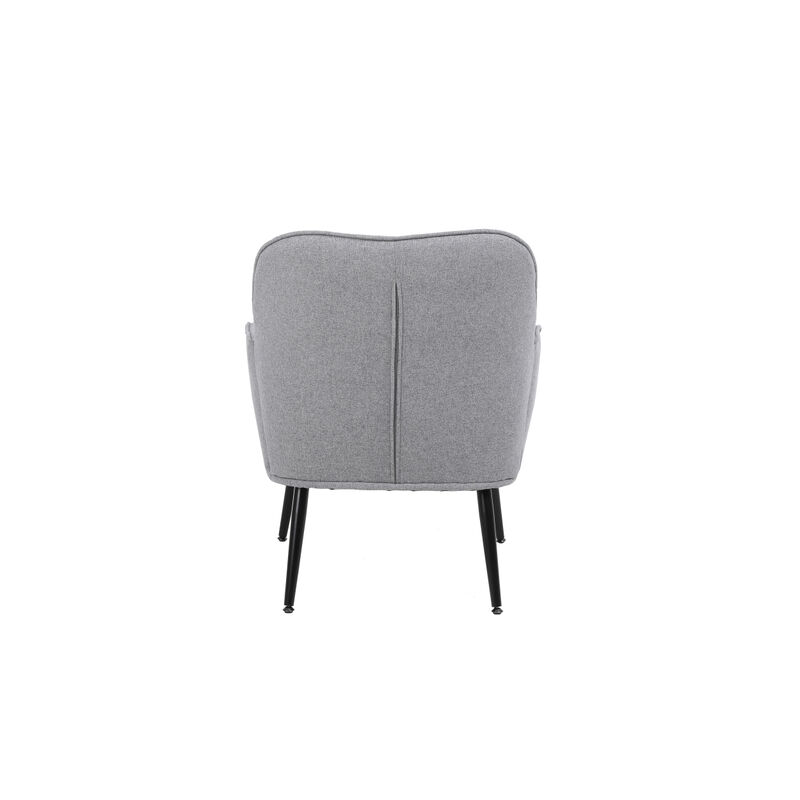 Modern Mid Century Chair velvet Sherpa Armchair for Living Room Bedroom Office Easy Assemble(Light Grey)