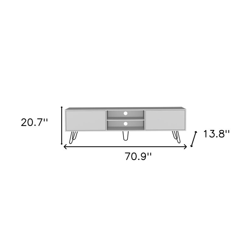 HomeRoots 71" White Cabinet Open And Enclosed Storage TV Stand image number 5