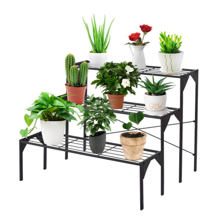 Hivvago 3 Tier Outdoor Metal Heavy Duty Modern for Multiple Plant Display Stand Rack