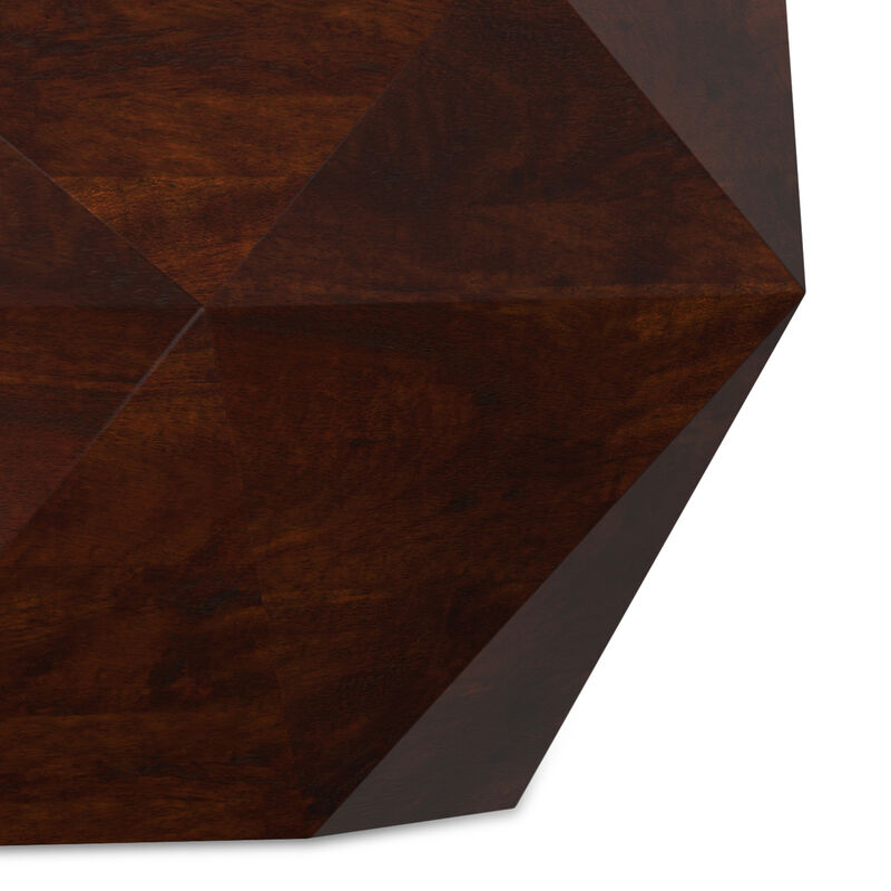 Zayn SOLID ACACIA WOOD 35 inch Wide Irregular Contemporary Coffee Table in Walnut Brown, Fully Assembled