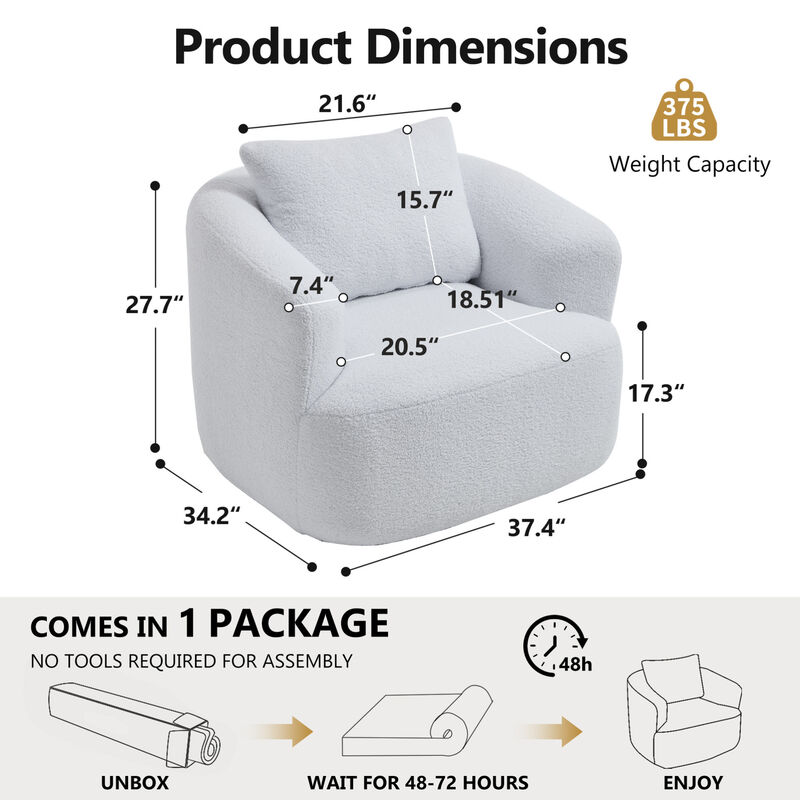 GOODSILO 360-Degree Swivel Round Upholstered Comfort Chair with Plush Pillow image number 3