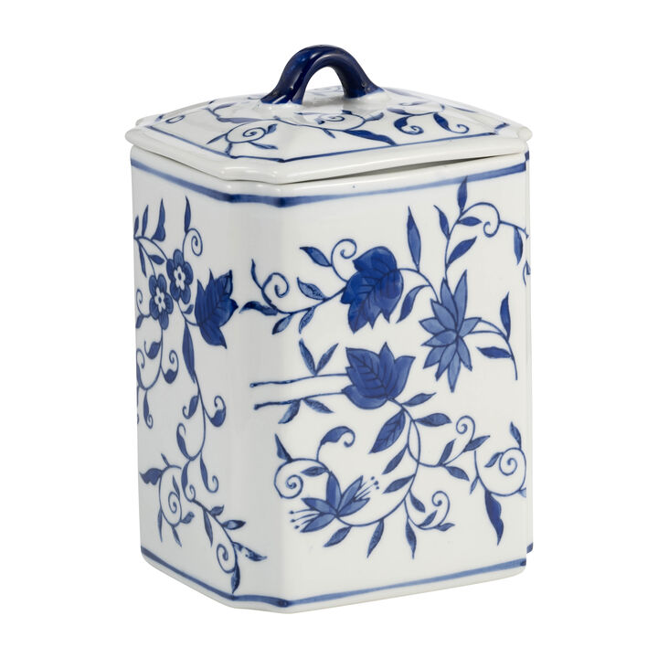 Ceramic Box Jar With Lid, Blue
