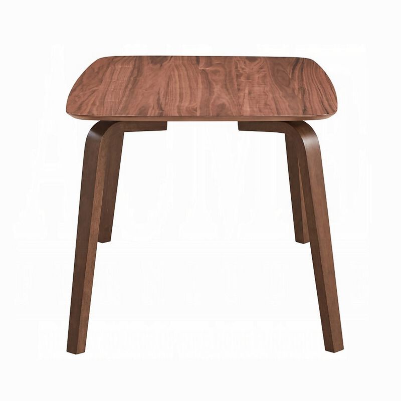 Kinni Dining Table, Walnut Brown Wood, Bent Legs, Rectangular 59 Inch