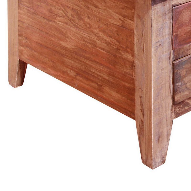 Fena 50 Inch 8 Drawer Coffee Table, Lift Top, Multicolor Distress Pine Wood-Benzara image number 4