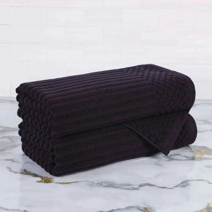 2-Piece Cotton Ribbed Bath Towel Set &ndash; Plush and Quick-Dry