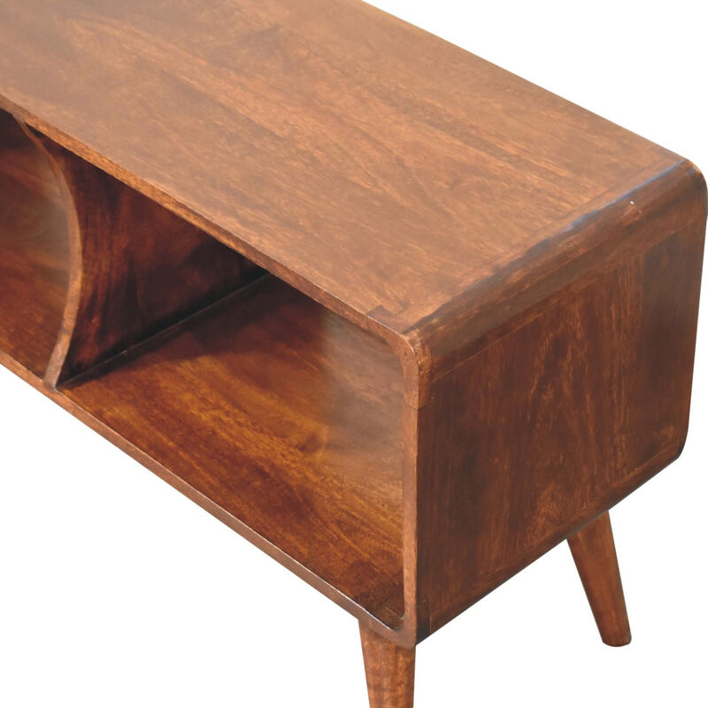 HomeRoots 39" Brown Solid Wood Enclosed and Open Storage TV Stand image number 5