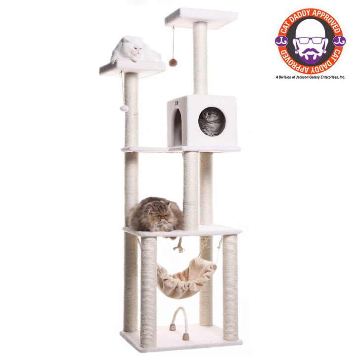Armarkat Classic Real Wood Cat Tree In Ivory, Jackson Galaxy Approved, Four Levels