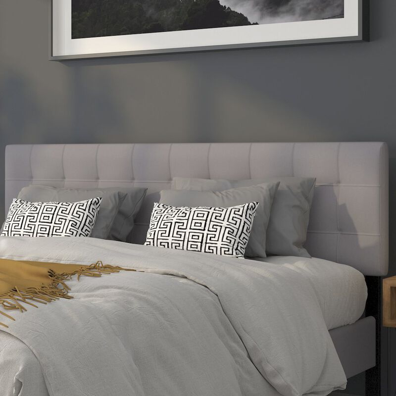 Flash Furniture Tufted Upholstered King Size Headboard in Light Gray Fabric image number 5