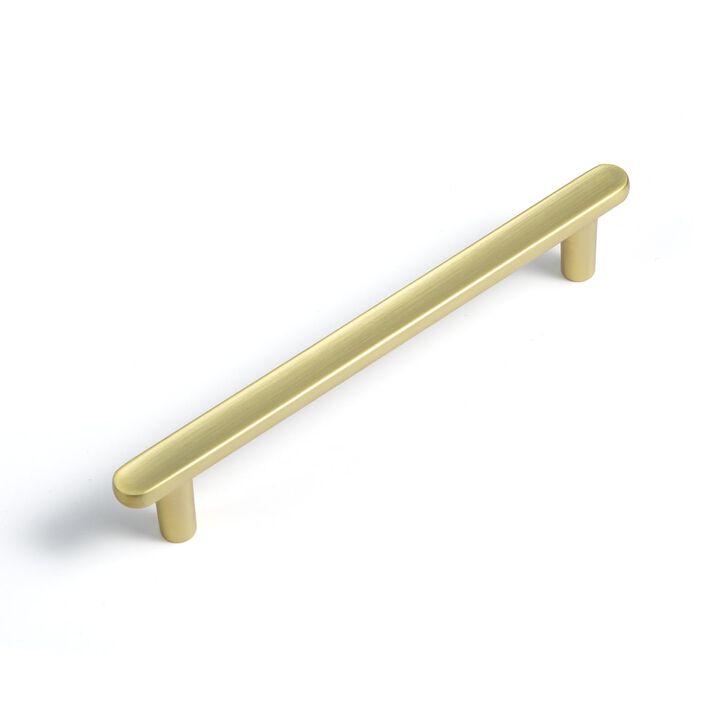 Goo-Ki 6 Pack 5"" Classic Curvature Satin Gold Cabinet Handles - Modern Elegance for Kitchen Drawer Luxurious Durable Pulls for