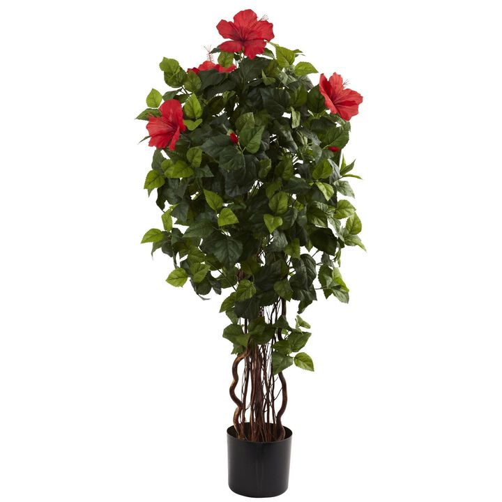 Nearly Natural 4-ft Hibiscus Tree x 7 w/406 Lvs