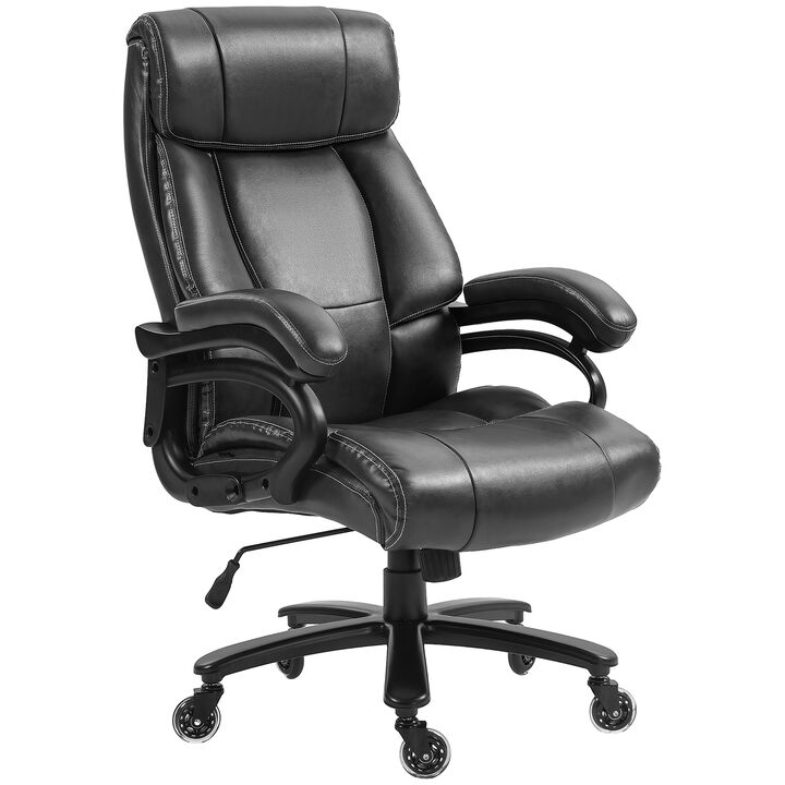 Vinsetto 400lbs Executive Office Chair for Big and Tall, High Back PU Ergonomic Computer Desk Chair with Heavy Duty Metal Base & Wheels, Black