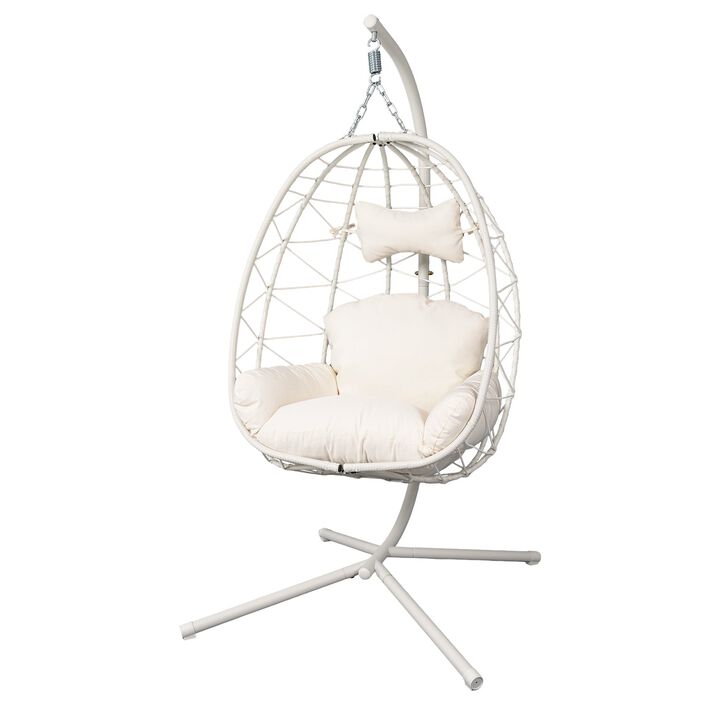 Hivvago Wicker Hanging Egg Chair with Stand
