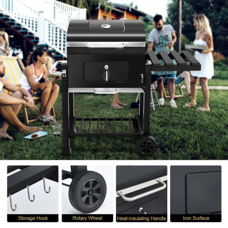 Hivvago Outdoor Portable Charcoal Grill with Side Table