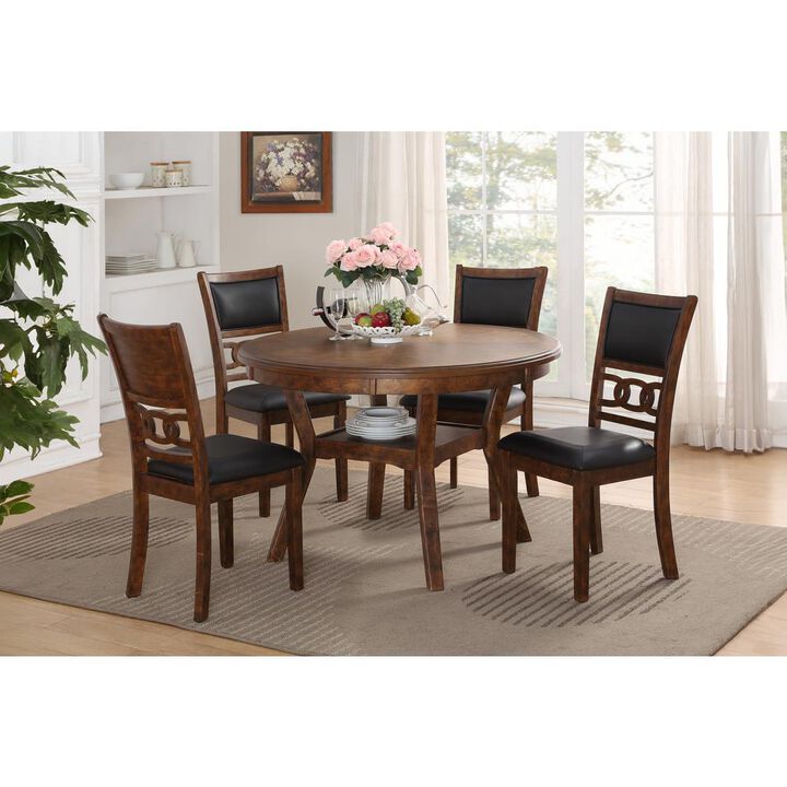 New Classic Furniture Furniture Gia Solid Wood 5-Piece Round Dining Set in Brown