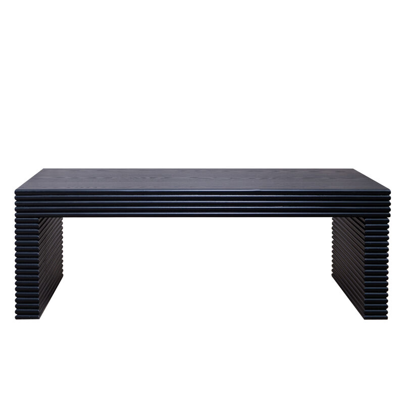 GOODSILO Modern Ribbed Rectangular Coffee Table with Low Profile Design for Contemporary Living Room Spaces image number 0