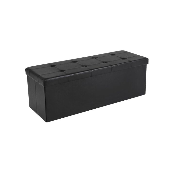 Hivvago Black Folding Storage Ottoman Bench with Lid
