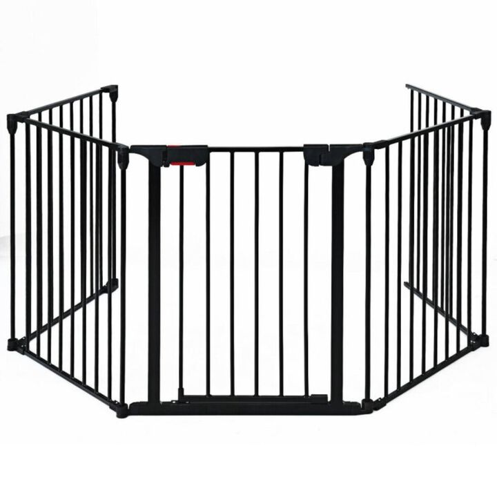 Hivvago 115 Inch Length 5 Panel Adjustable Wide Fireplace Fence
