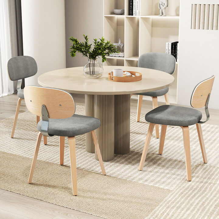 Set of 4 Chenille Upholstered Wooden Dining Chairs for Kitchen and Dining Room