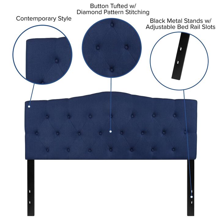 Flash Furniture Cambridge Tufted Upholstered Queen Size Headboard in Navy Fabric