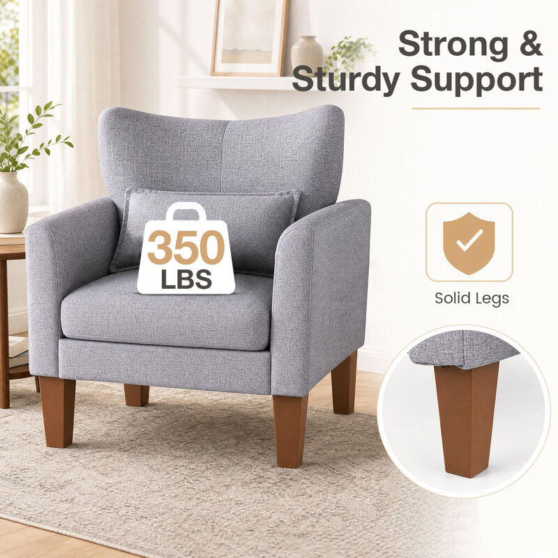 Upholstered Accent Chair with Removable Cushion and Pillow for Bedroom image number 3