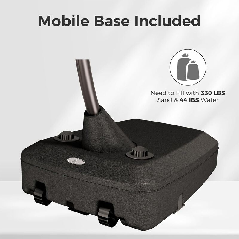 Mondawe 10ft Cantilever Umbrella w/ 360&deg; Rotation,Powder-Coated Aluminum Frame,Weighted Wheeled Base