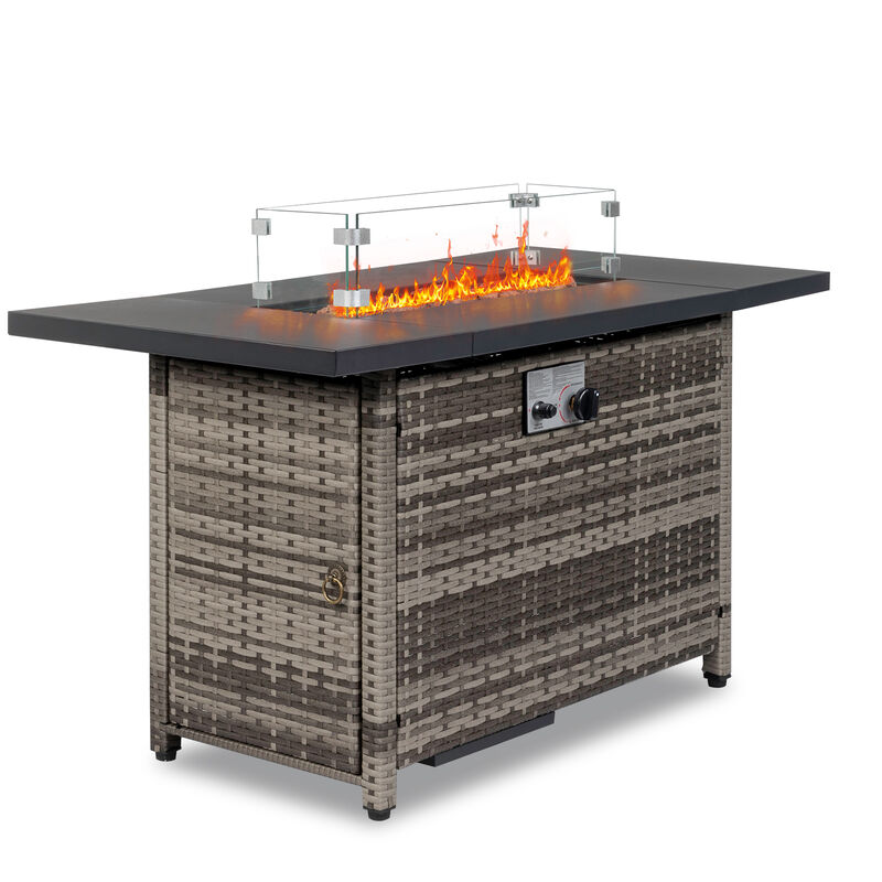 Fire Table,50000 BTU Gas Fire pit with Volcanic Stone