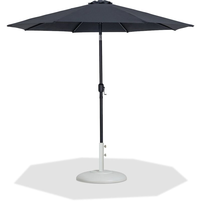 Meridian Furniture Fiji Black Fabric / Matte White Aluminum Patio Umbrella with Base Sets