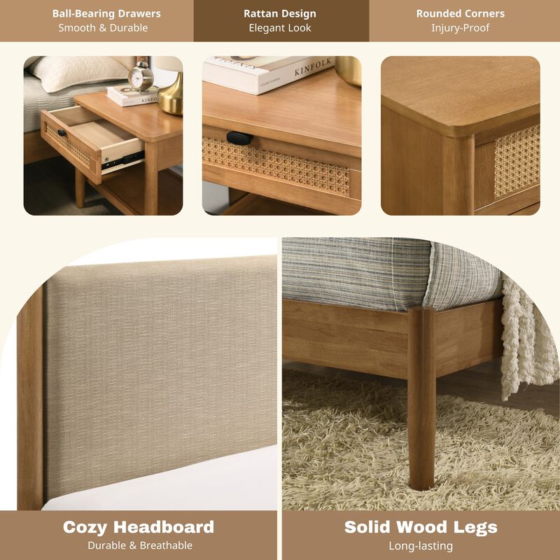 Ninnek 2-Piece Rubberwood Bedroom Set image number 3