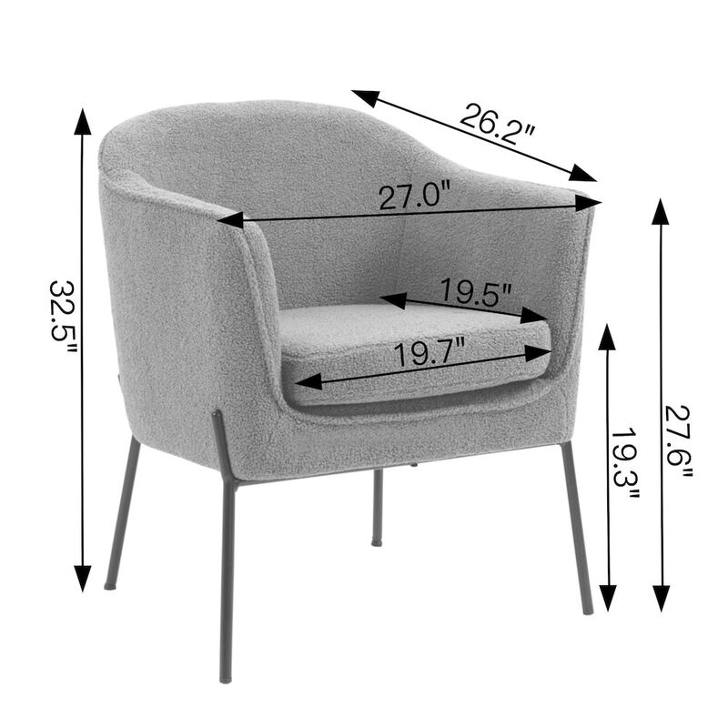 Glamour Home Ayame Gray Boucle Accent Chair with Black Iron Legs