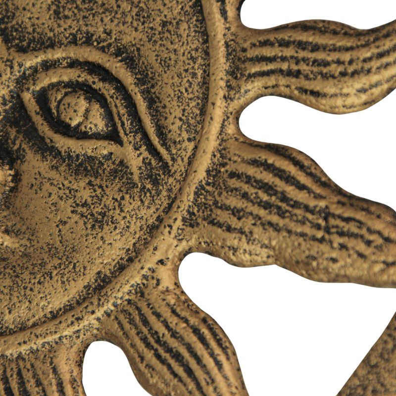 Cast Iron Sun Face Trivet &ndash; Distressed Gold Finish, Heat-Resistant Kitchen Decor image number 3