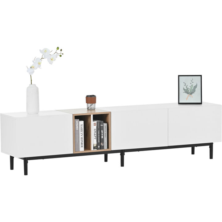 Modern TV Stand for 80" TV with 3 Doors, Media Console Table, Entertainment Center with Large Storage Cabinet for Living Room, Bedroom