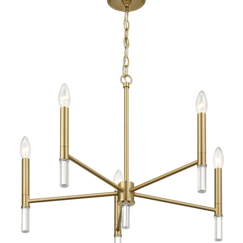 ELEMENT ACE Courtyard Five Light Golden Brass Candle Light Chandelier Elegant Lighting Fixture image number 2