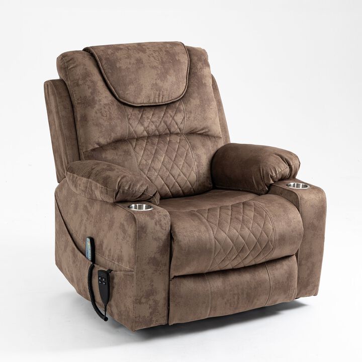 Leather Recliner Chair with 2 Cup Holder, Lounge Chair Power Lift Chair Relax Sofa Chair