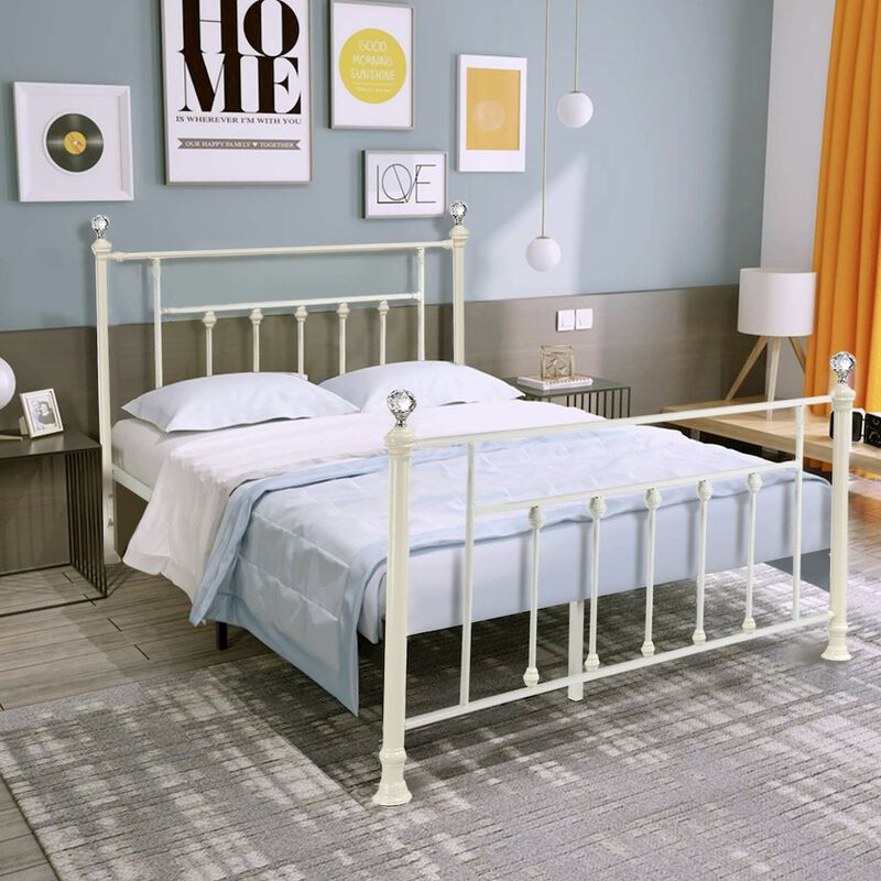 Simple Relax Metal and Acrylic Full Size Bed in White image number 4