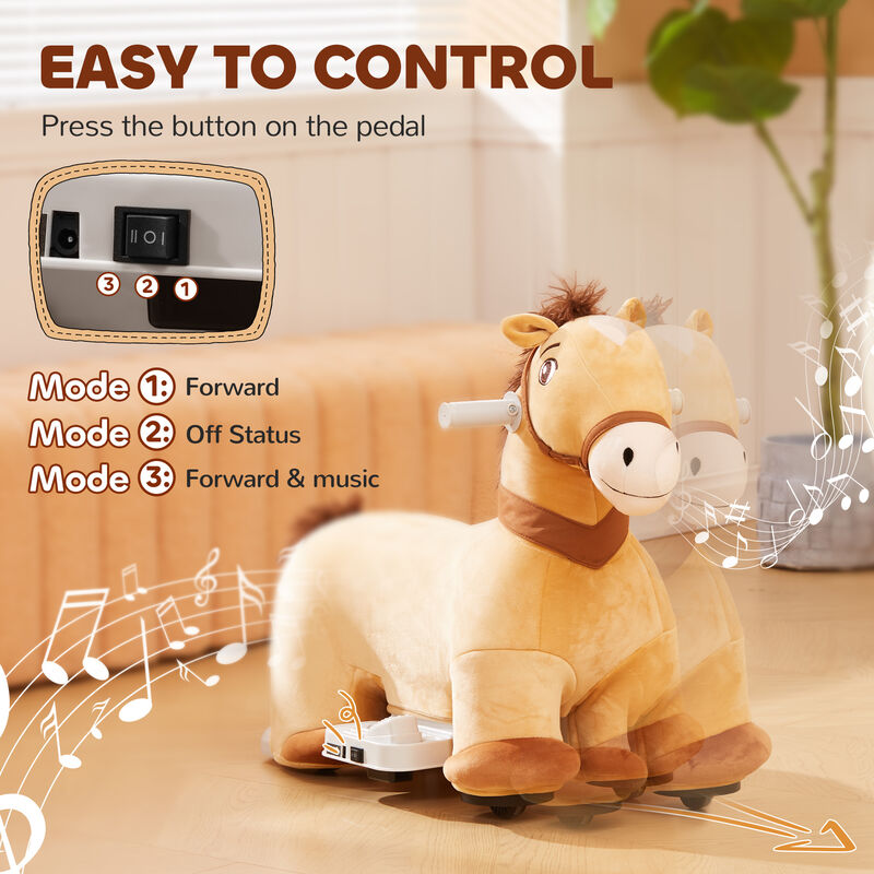 BreeBe Battery Powered Electric Ride on Pony, 6V Ride on Horse w/ with Music Forward, PU Wheels image number 5