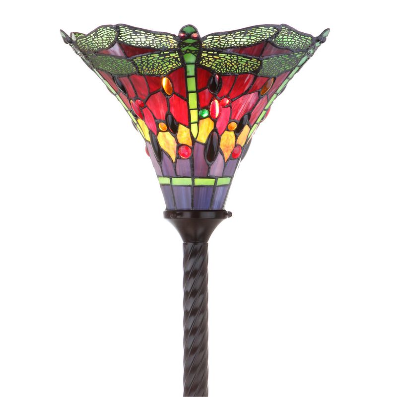 Dragonfly Tiffany Style Torchiere LED Floor Lamp