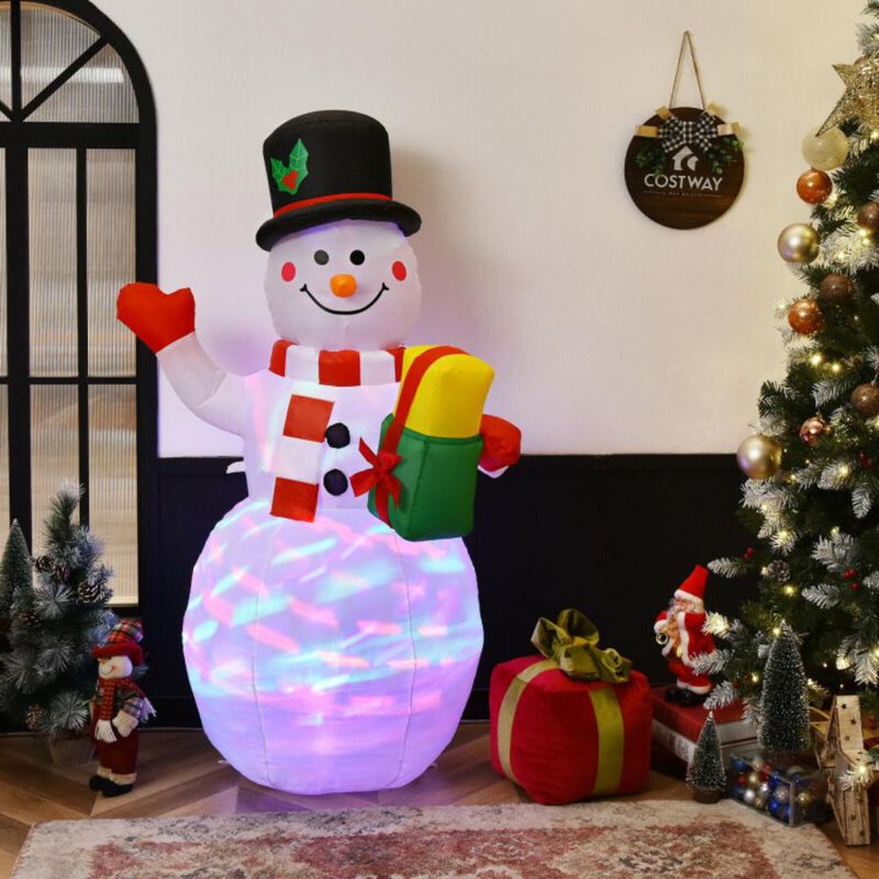 Hivvago 5 Feet Tall Snowman Inflatable Blow up Inflatable with Built-in Colorful LED Lights