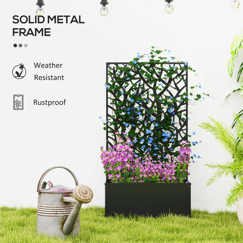 Hivvago Metal Garden Bed with Trellis for Climbing Plants, Freestanding or Wall Mounted Planter image number 5