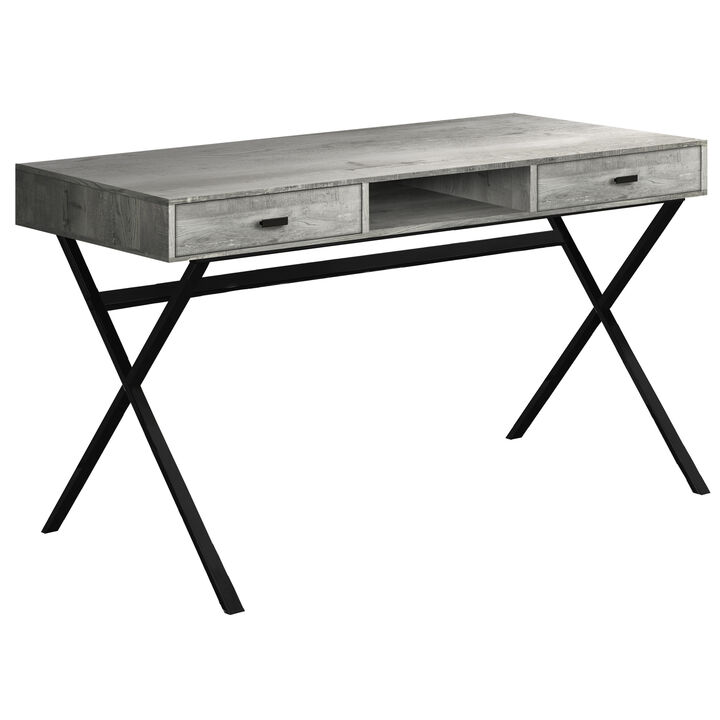 Monarch Specialties I 7448 Computer Desk, Home Office, Laptop, Storage Drawers, 48"L, Work, Metal, Laminate, Grey, Black, Contemporary, Modern