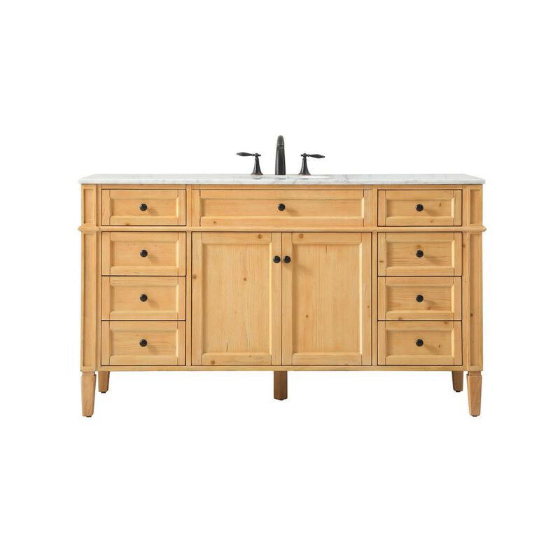 Elegant Kitchen and Bath 60 inch Single bathroom vanity in natural wood