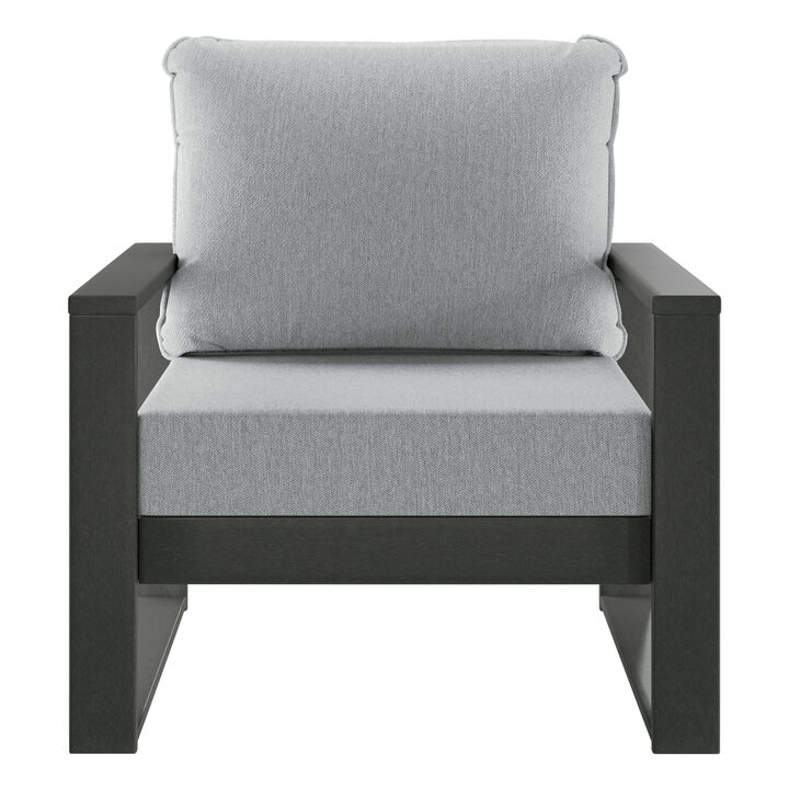 WestinTrends Outdoor Modern HDPE Patio Club Chair with Waterproof Deep Seat Cushions